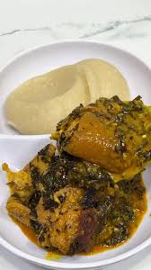 Bitter leaf soup, swallow with Turkey 